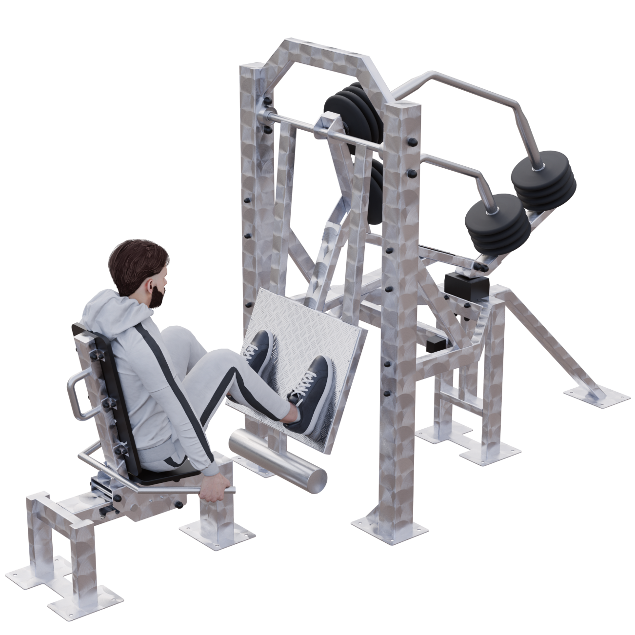 Start position: seated securely with feet flat on the platform and knees bent