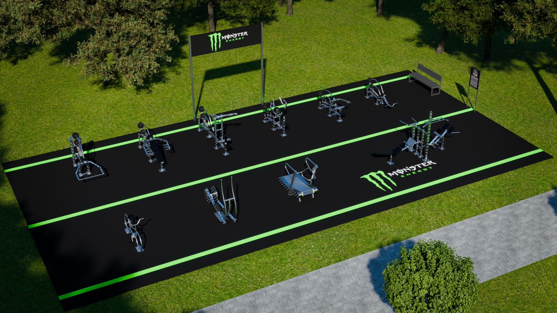 Propozycja realizacji MONSTER ENERGY Outdoor Gym — koncepcja 01, ujęcie 1