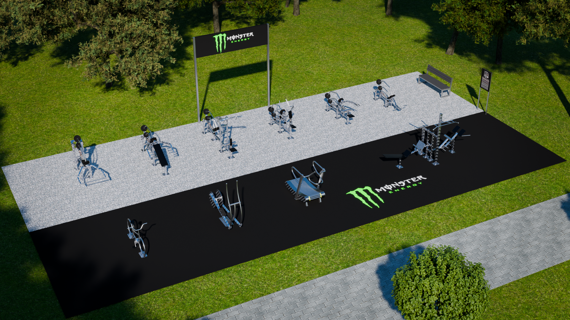 Propozycja realizacji MONSTER ENERGY Outdoor Gym — koncepcja 01, ujęcie 2