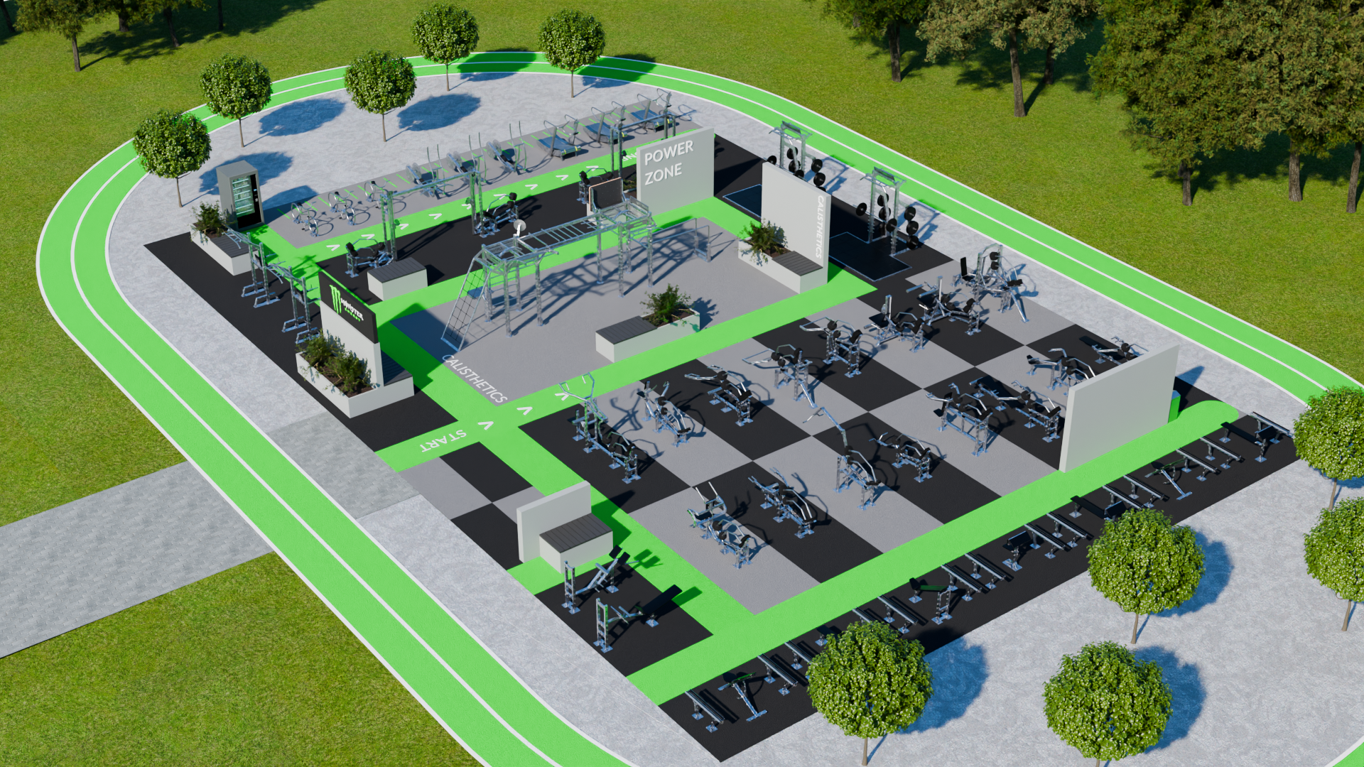 Propozycja realizacji MONSTER ENERGY Outdoor Gym — koncepcja 03