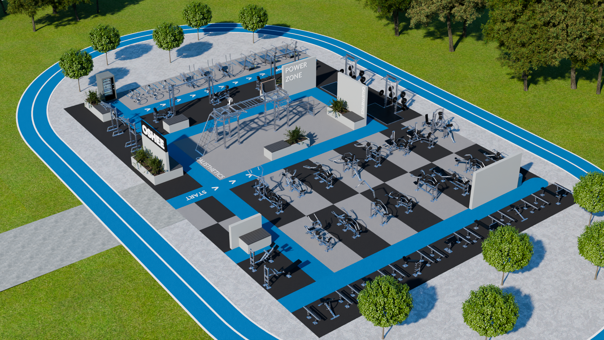 Propozycja realizacji OSHEE Outdoor Gym — koncepcja 03